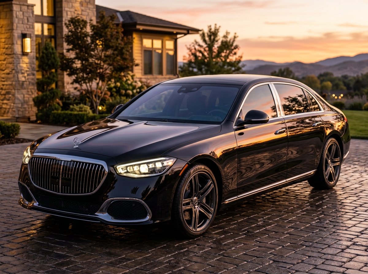 Mirror Polished Black Sedan